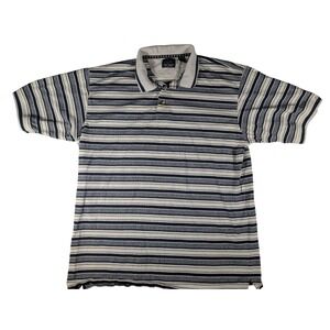 Greg Norman Collection Men's XXL Striped Polo Shirt Navy Blue White Short Sleeve